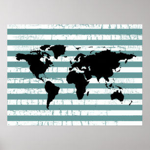 zwarte wereld met strepen poster