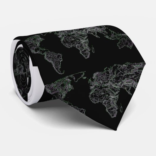 Zwarte-wereldatlas Stropdas (Opgerold)