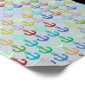 zwarte wereldkaart, ankers en kompas-roos poster (Hoek)