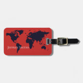 zwarte Wereldkaart op rode reizen Bagagelabel (Voorkant horizontaal)