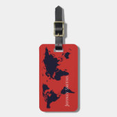 zwarte Wereldkaart op rode reizen Bagagelabel (Voorkant verticaal)