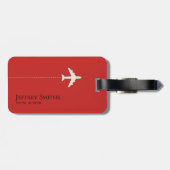 zwarte Wereldkaart op rode reizen Bagagelabel (Achterkant horizontaal)