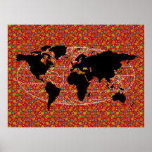 zwarte wereldkaart polka stippen