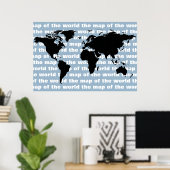 zwarte wereldkaart poster (Thuiskantoor)