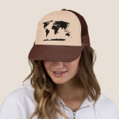 Zwarte Wereldkaart Silhouette Trucker Pet (In situ)