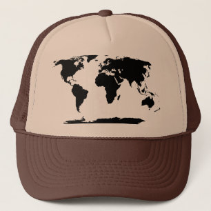 Zwarte Wereldkaart Silhouette Trucker Pet