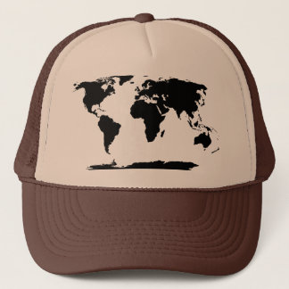 Zwarte Wereldkaart Silhouette Trucker Pet