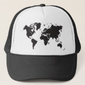 zwarte wereldkaart trucker pet (Voorkant)