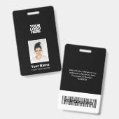 Zwarte Werknemer - Foto, BarCode, Groot Logo, Naam Badge (Voor- en achterkant)