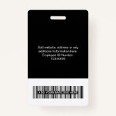 Zwarte werknemer - Foto, BarCode, Grote Logo, Naam Badge (Achterkant)