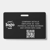 Zwarte Werknemer Pasfoto met QR-code Zakelijk Logo Badge (Achterkant)
