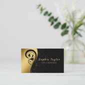 Zwarte werveling en damast visitekaartje (Staand voorkant)