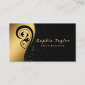 Zwarte werveling en damast visitekaartje (Voorkant)
