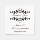 Zwarte Wervelingen Dank U Trouwpapier Servet (Voorkant)