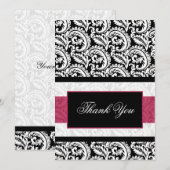 Zwarte wervelingen roze Bedankt Card (Voorkant / Achterkant)