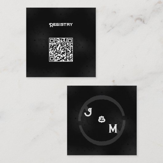 Zwarte Westerne Gothic Wedding Ste Enclosure Klein Informatiekaartje (Voorkant / Achterkant)