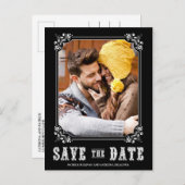 ZWARTE WESTERNE TYPOGRAFIE BEWAREN HET DATUM BRIEF AANKONDIGINGSKAART (Voorkant / Achterkant)