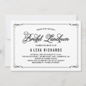 Zwarte Whimsical Borders Bridal Luncheon Kaart (Voorkant)