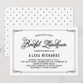 Zwarte Whimsical Borders Bridal Luncheon Kaart (Voorkant / Achterkant)