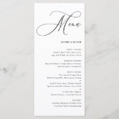 Zwarte Whimsical Calligrafie Bruiloft Menu (Voorkant)