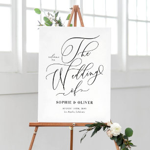 Zwarte Whimsical Calligrafie Trouw Welkom Poster