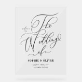 Zwarte Whimsical Calligraphy Trouw Welkom Acryl Bord (Voorkant)