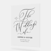 Zwarte Whimsical Calligraphy Trouw Welkom Acryl Bord (Hoek)