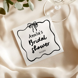 Zwarte Whimsical Hand Getekende Boog Bruids-Shower Servet