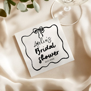 Zwarte Whimsical Handgetekende Boog Bruids Shower Servet