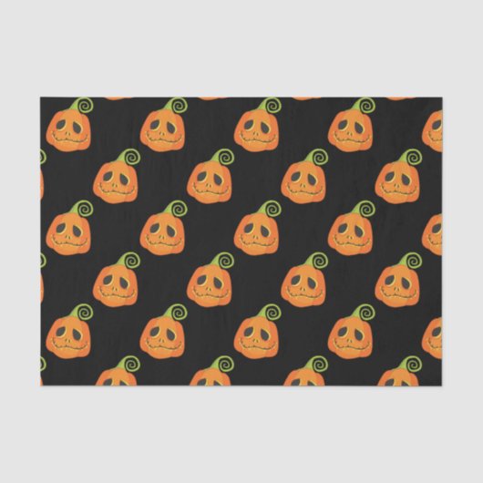 Zwarte Whimsical Pompoen Halloween Custom Tissuepapier (Voorkant)