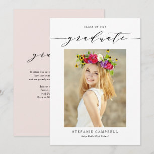 Zwarte Whimsical Script 2026 Foto Afstuderen Aankondiging