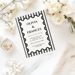 zwarte Whimsical Wedding Suite, golvend uitnodigin Kaart