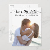 ZWARTE WHIMSISCHE SCRIPT BEWAREN DE DATUM BRIEFKAA AANKONDIGINGSKAART (Voorkant / Achterkant)