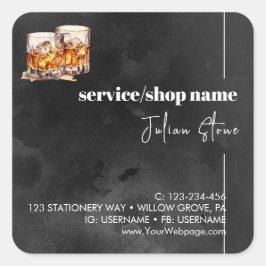 Zwarte whisky vierkante sticker