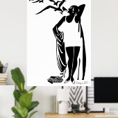 Zwarte White Deco bestrandchampagne Poster (Thuiskantoor)