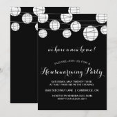ZWARTE WHITE LANTERNS HOUSEWARMING PARTIJ INVITATI KAART (Voorkant / Achterkant)