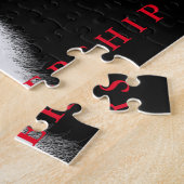 Zwarte White Lion Motivatie Leadership Quote Legpuzzel (Zijkant)