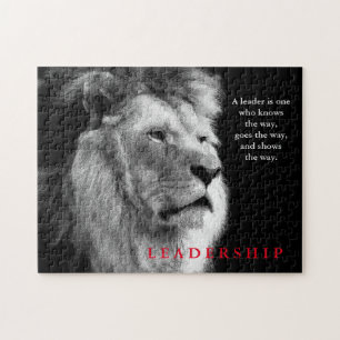 Zwarte White Lion Motivatie Leadership Quote Legpuzzel