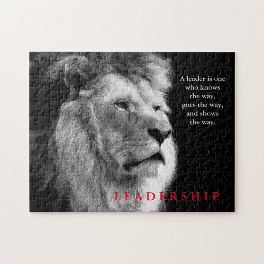 Zwarte White Lion Motivatie Leadership Quote Legpuzzel (Horizontaal)