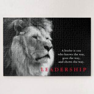 Zwarte White Lion Motivatie Leadership Quote Legpuzzel