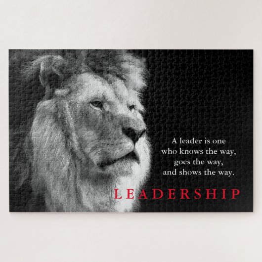 Zwarte White Lion Motivatie Leadership Quote Legpuzzel (Horizontaal)