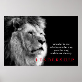 Zwarte White Lion Motivatie Leadership Quote Poster
