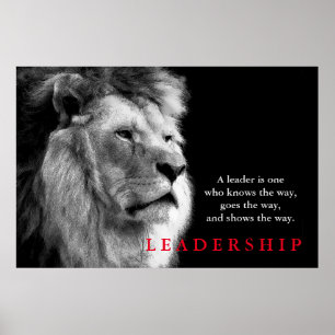 Zwarte White Lion Motivatie Leadership Quote Poster