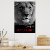 Zwarte White Lion Motivatie Leadership Quote Poster (Keuken)