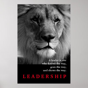 Zwarte White Lion Motivatie Leadership Quote Poster