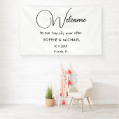 Zwarte White Welcome Weduwachtergrond Spandoek (Insitu)