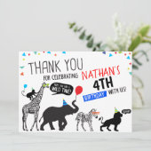 Zwarte White Wild Party Animal Birthday Dank je Kaart (Staand voorkant)