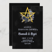 Zwarte Wiccan Gotische Bloemen Pentacle Handfastin Kaart (Voorkant / Achterkant)