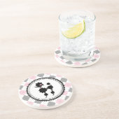 Zwarte wieg / roze en grijze boog zandsteen onderzetter (Zijkant)