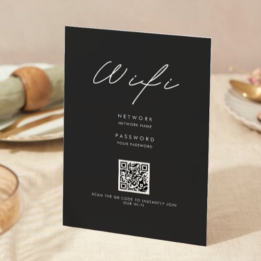 Zwarte WiFi-code, QR-code WiFi Connect Kaart